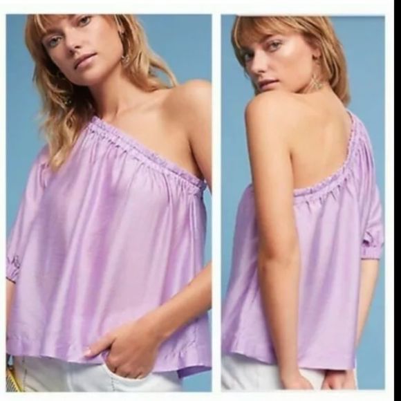 Anthropologie Tops - 🎉 HP 🎉 Anthropologie Maeve Summer Leoni Lilac 1 one shoulder blouse